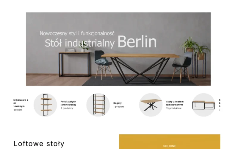 Sklep WooCommerce loftinhome.pl z konfiguratorem stołów