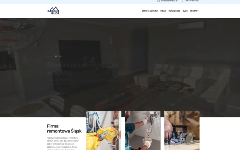 Strona internetowa dla firmy remontowej Pakonbud