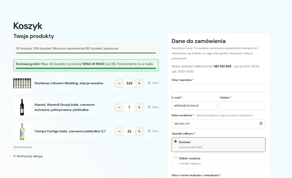 Przebudowa sklepu internetowego weselnealkohole.pl
